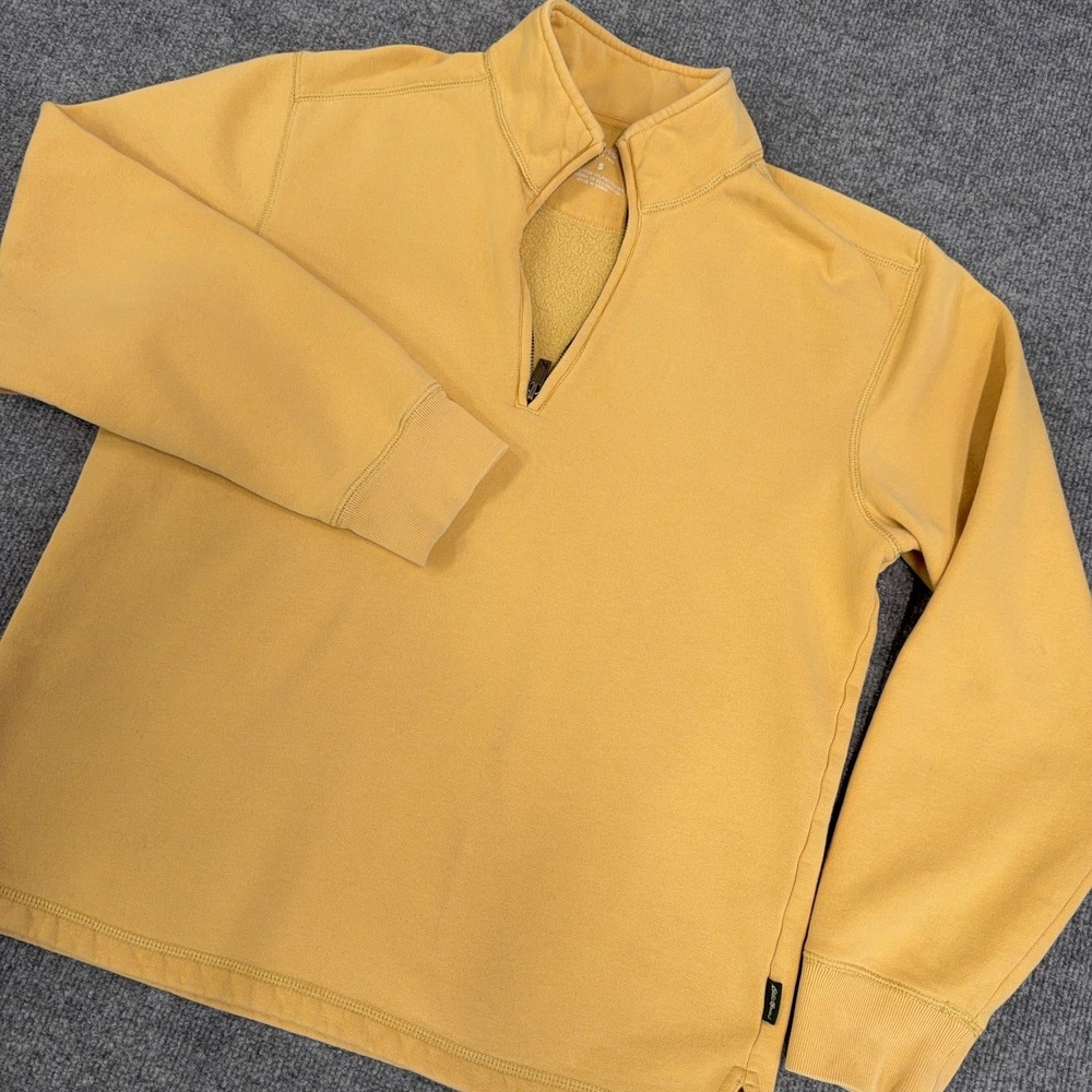 Eddie Bauer Jacket Men Small Yellow Fleece‎ Sweatshirt Heavy 1/4 Zip Pullover
